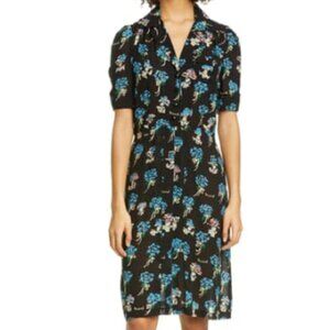 Anna Sui Berard Faces Print Dress Floral Buttons shirt dress size 2 made in usa